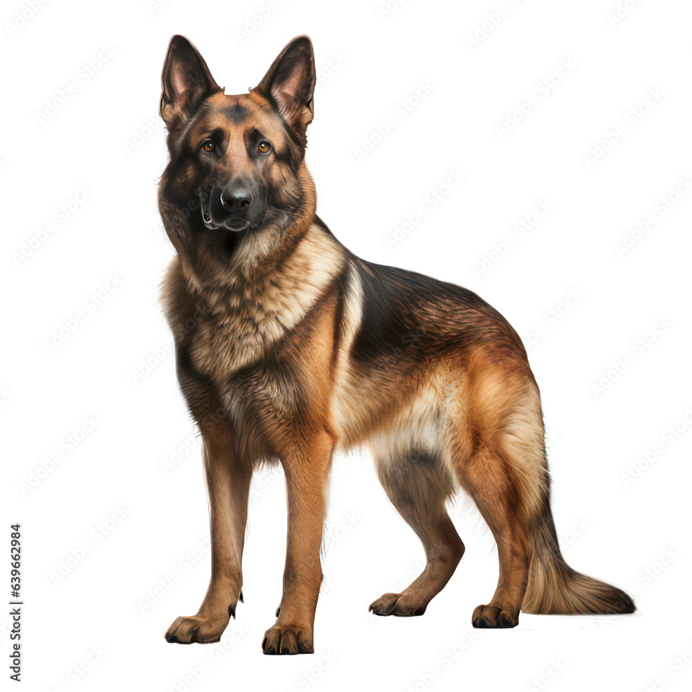 German shepherd isolated on white created with Generative AI