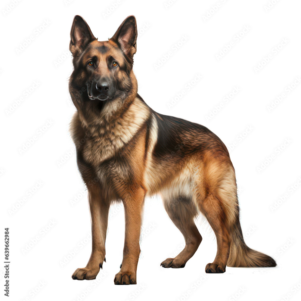 German shepherd isolated on white created with Generative AI German shepherd isolated on white created with Generative AI
