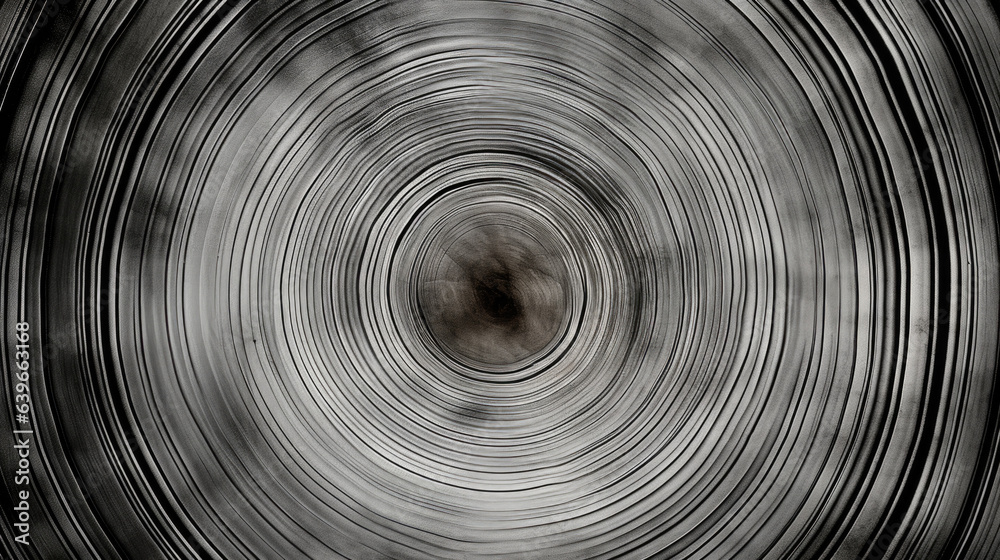 Fototapeta premium Texture of cut wood in a warm gray shade. Elaborate texture in black and white showcasing a fallen tree trunk or stump. Coarse, natural tree rings depicted with a close-up of the end grain