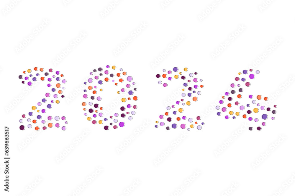 2024 number with pattern shapes for Happy New Year