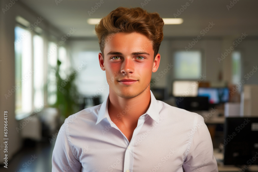 Naklejka premium Friendly Manager in Bright Office
