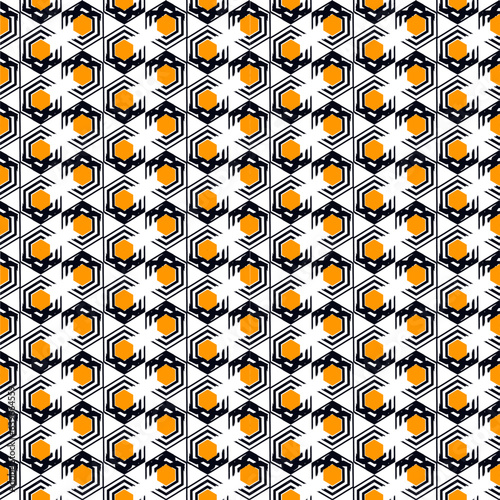 Paint brush hexagons. Hand drawn honeycombs background. Hexahedrons wallpaper. Hives motif. Geometric backdrop. Ethnic digital paper. Web designing. Textile print. Seamless pattern.