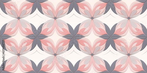 Peach pink and grey mosaics seamless pattern. Concept  Sweet Moorish-style prints with flowers.