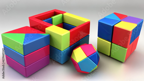 Toy concept background of the colorful checkered shape