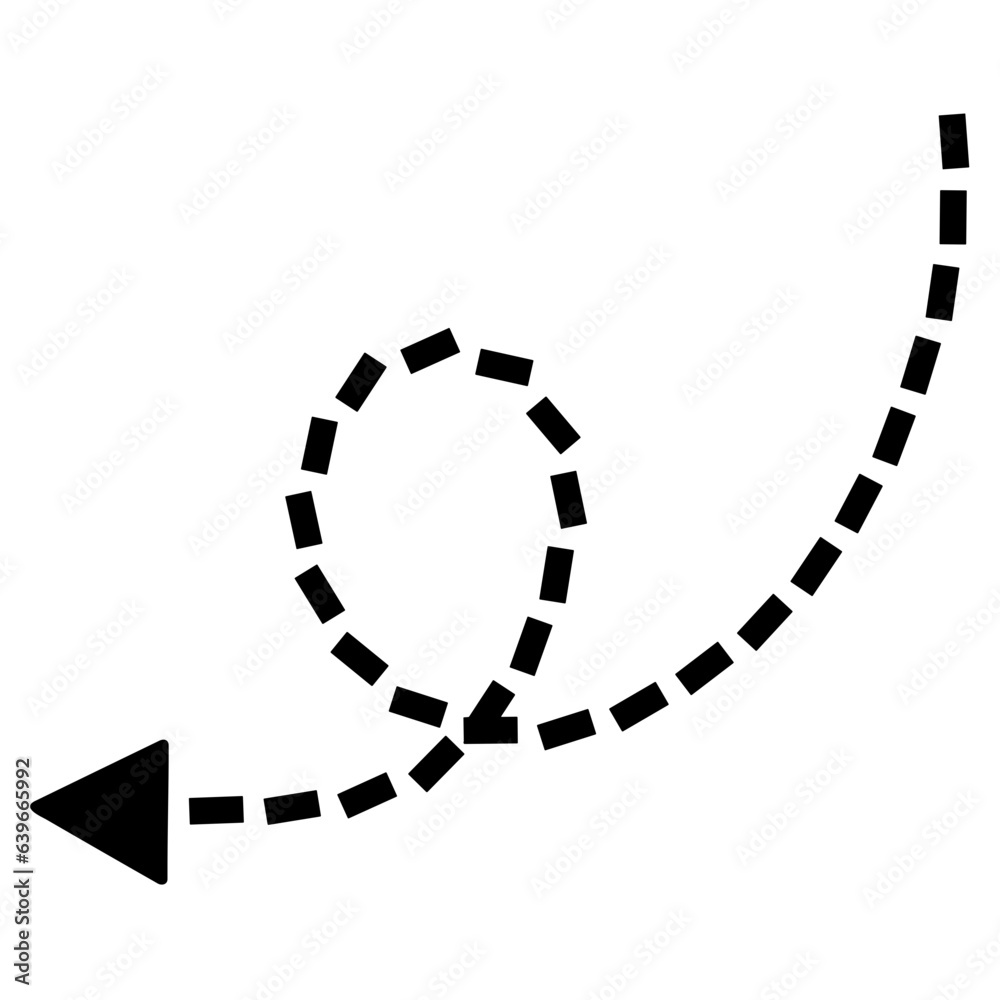 Curved Arrow Down Dash Line Icon, Arrow SVG Line Art
