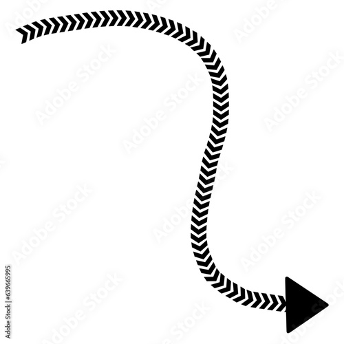 Curved Arrow Down Dash Line Icon, Arrow SVG Line Art 