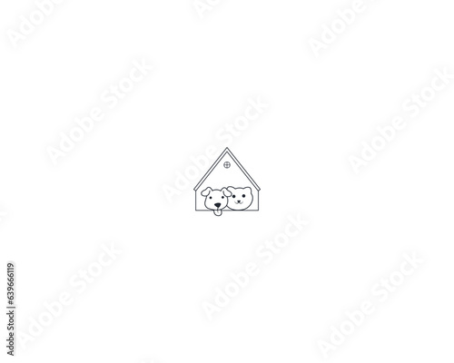 Dog and cat logo design template vector, line of pet logo design suitable for pet shop, store, cafe, business, hotel, veterinary clinic, Domestic animal vector illustration logotype, sign, symbol