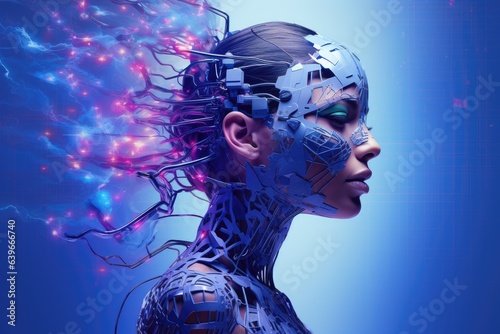 Hacker network supercomputer  artificial intelligence ai gpt with beautiful woman face