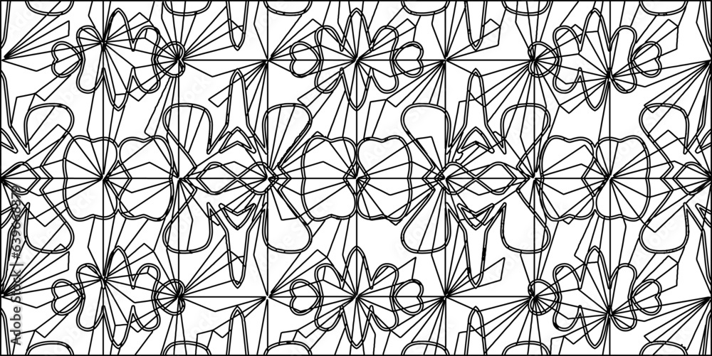 Fototapeta premium Vector pattern with symmetrical elements . Modern stylish abstract texture. Repeating geometric tiles from striped elements.Black and white pattern.