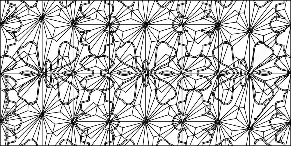 Vector pattern with symmetrical elements . Modern stylish abstract texture. Repeating geometric tiles from striped elements.Black and white pattern. Vector pattern with symmetrical elements . Modern stylish abstract texture. Repeating geometric tiles from striped elements.Black and white pattern.