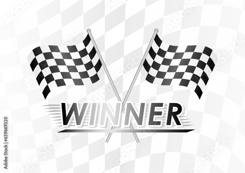 Winner. Racing Background with Winner Text Concept. Racing Checkered Flag. Car Racing Concept. Vector Illustration.