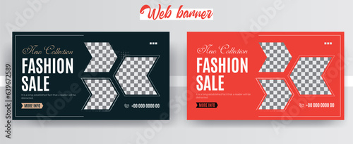 Special Discount Fashion Sale web banner template for business marketing,Template banner and cover ads, can use for social media, template sale with black and red color, file with layered and eps 10