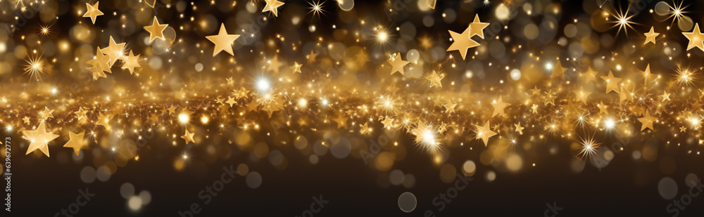 Abstract background with gold glowing stars and particle. New year, Christmas background with gold stars and sparkling. Gold foil texture, digital ai Abstract background with gold glowing stars and particle. New year, Christmas background with gold stars and sparkling. Gold foil texture, digital ai