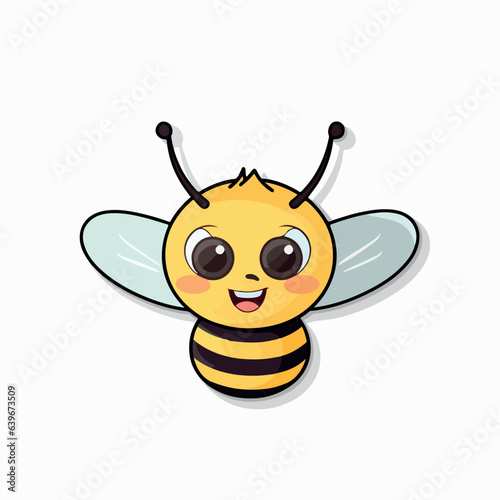 Bee in cartoon, doodle style. 2d vector illustration in logo, icon style. Black and white AI Generative