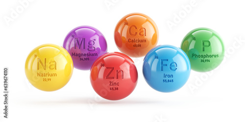Essential chemical minerals and microelements - healthy diet, healthy life concept