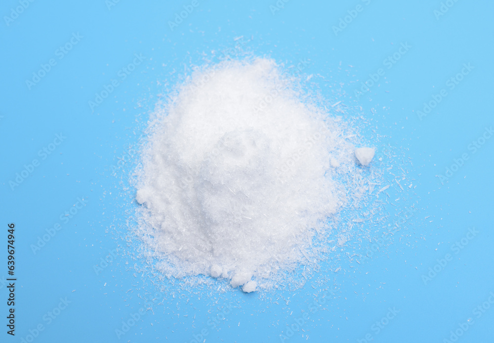 Taurine, or 2-aminoethanesulfonic acid. On blue background Taurine, or 2-aminoethanesulfonic acid. On blue background