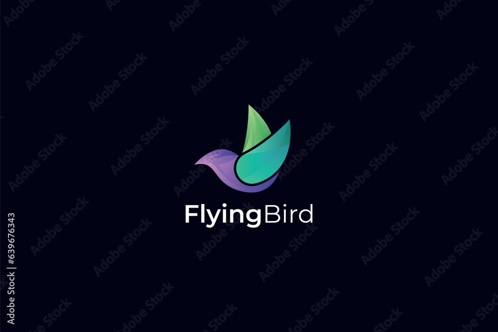 vector gradient abstract flying bird logo design