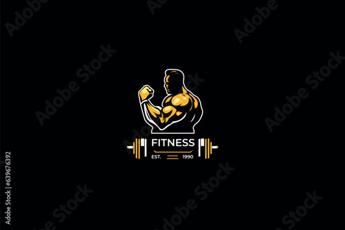 vector mascot fitness gym logo design