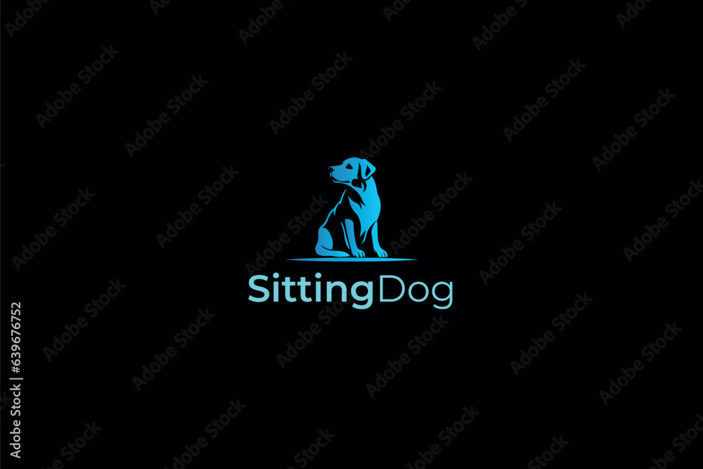 vector gradient sitting dog logo design