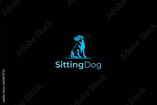vector gradient sitting dog logo design