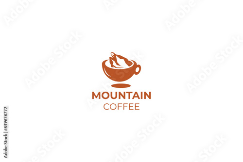 vector minimal mountain coffee logo design