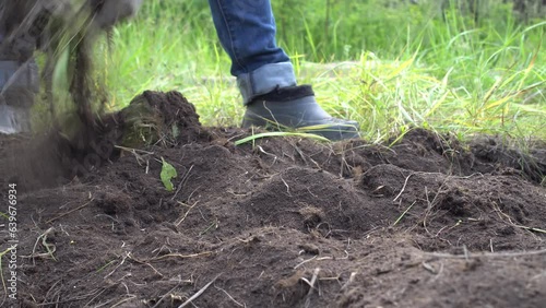 Hand preparation of land for planting crops photo