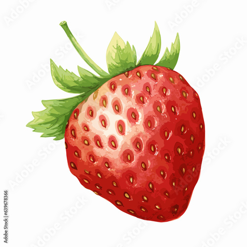 watercolor illustration of ripe strawberry