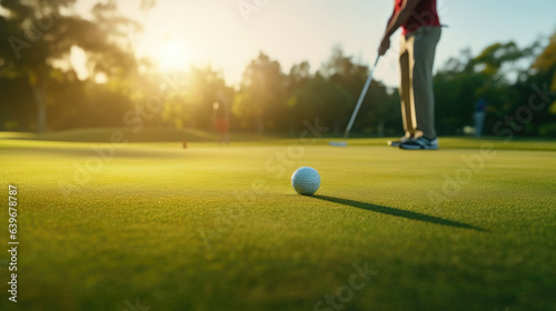 Golf player on professional golf course. AI generated