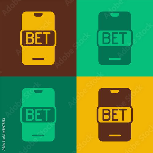 Pop art Online sports betting icon isolated on color background. Sport bet bookmaker. Betting online make money. Vector