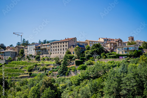 Le village de Pélussin vu depuis le Viaduc 