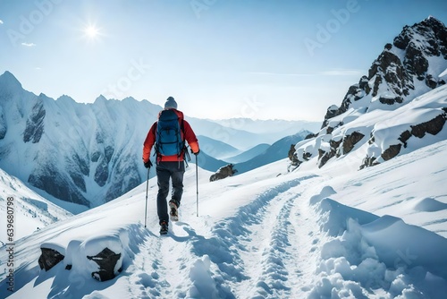 skiing in the mountains, mountain climber 
