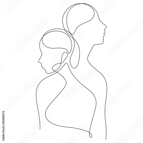 couple one line complexity and diversity concept thin line illustration