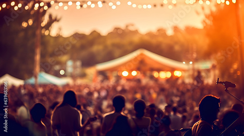 Stage view at a music festival with an audience in attendance