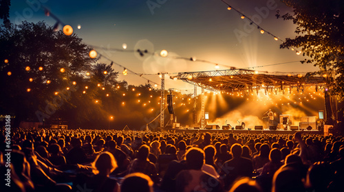 Music festival, crowd view on stage 1