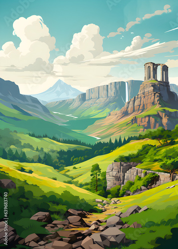 Travel poster - Monument ruin lost in nature