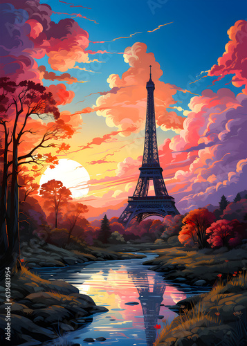 Travel Poster - Tour Eiffel in Paris, France
