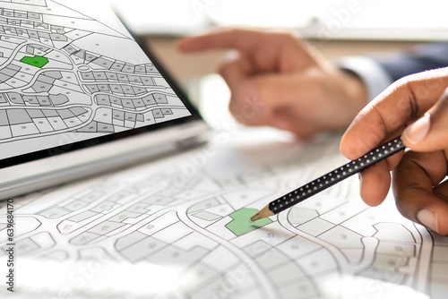 Quadro em tela Cadastre Map And City Building Survey