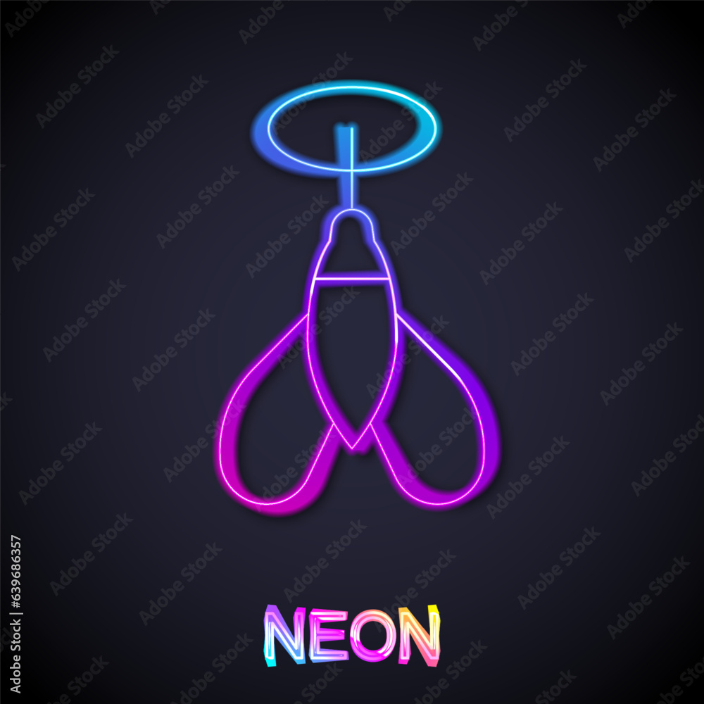 Glowing neon line Dart arrow icon isolated on black background. Vector Glowing neon line Dart arrow icon isolated on black background. Vector
