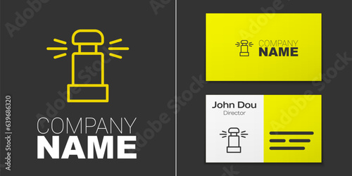 Logotype line Automatic irrigation sprinklers icon isolated on grey background. Watering equipment. Garden element. Spray gun icon. Logo design template element. Vector