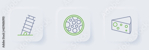 Set line Cheese, Pizza and Leaning tower in Pisa icon. Vector