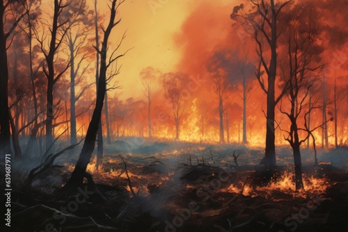 Forest fire, natural disaster, climate change, global warming