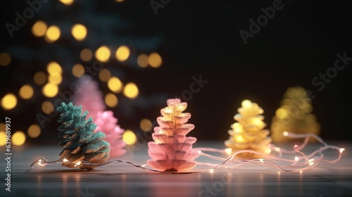 Realistic glowing garland for your design. Christmas lights. X-mas  New Year or Birthday decor. Party event decoration. Illustration for poster  cover  card or presentation.