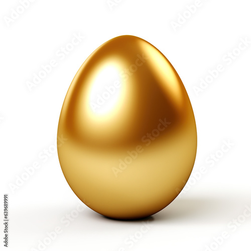 Gold egg on white background