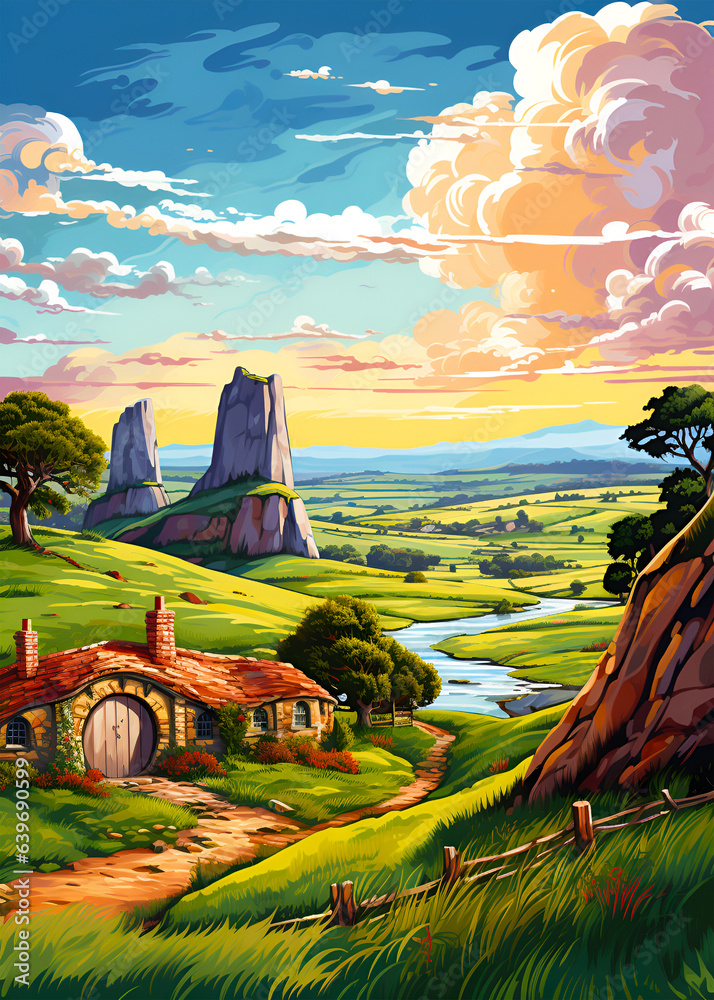 Travel poster - The Shire in Lord of the Ring
