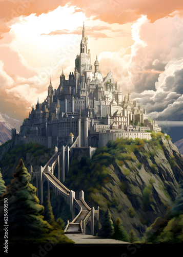 Travel Poster - Lord of the Ring Minas Thirit castle landscape photo