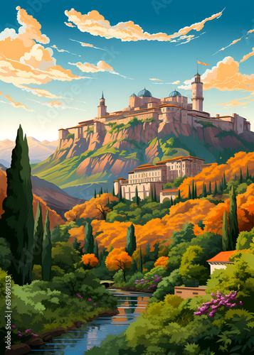 Travel Poster - Alhambra in Grenada in Spain