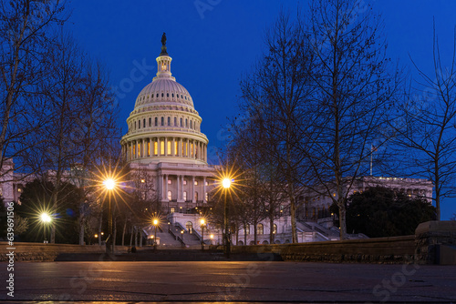 U.S. Capitol Building at blue hour in Washington, DC USA