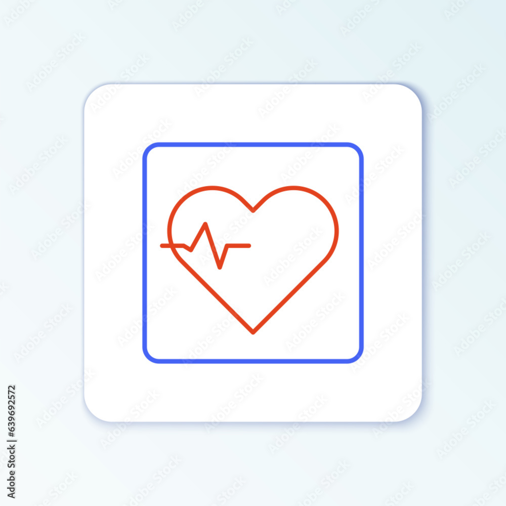 Line Heart rate icon isolated on white background. Heartbeat sign. Heart pulse icon. Cardiogram icon. Colorful outline concept. Vector Line Heart rate icon isolated on white background. Heartbeat sign. Heart pulse icon. Cardiogram icon. Colorful outline concept. Vector