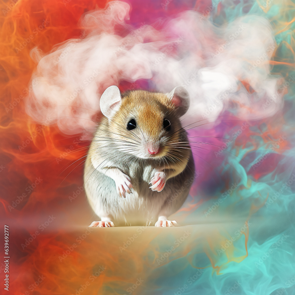 Multicolored Fantasy Mouse in Abstract