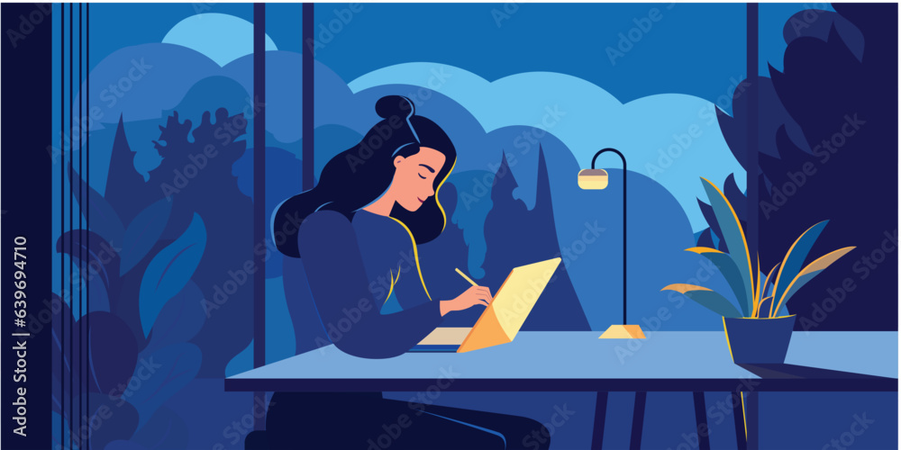 girl studying at the window on a clear day